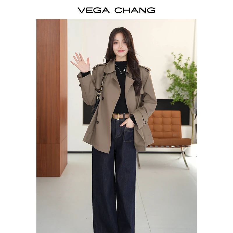 VEGACHANG【摩登格调】短款风衣女2026年新款秋季小个子外套0230LW