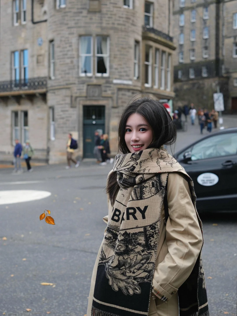 1号链接高端百搭高奢定制羊绒围巾时尚双面格子双面披肩明星同款