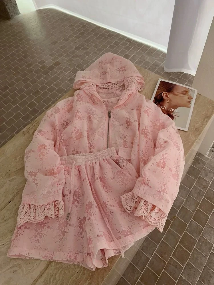 2025新款春夏薄款宽松夏季提花重工蕾丝连帽深圳南油设计感网红