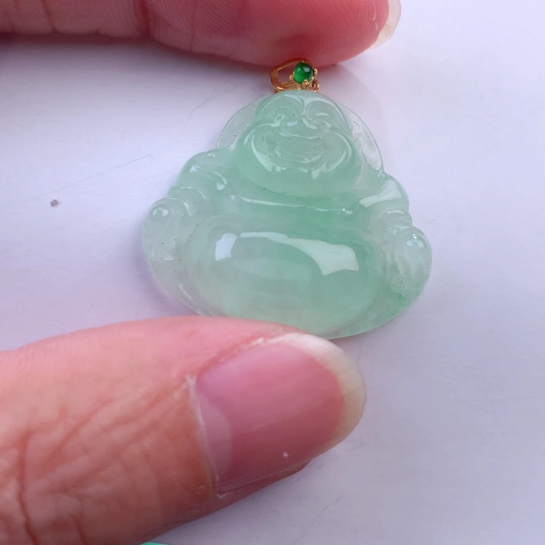 翡翠吊坠(不含链)18K金镶嵌