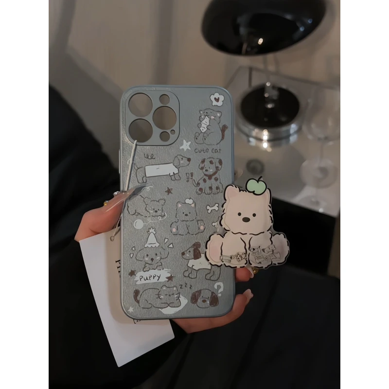 猫咪狗狗适用苹果16pro手机壳15promax创意华为p70皮纹荣耀小米15