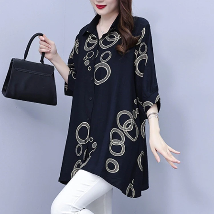 洋气高端亚麻棉麻衬衫女士遮屁股小衫2025新款时尚中长款夏季上衣