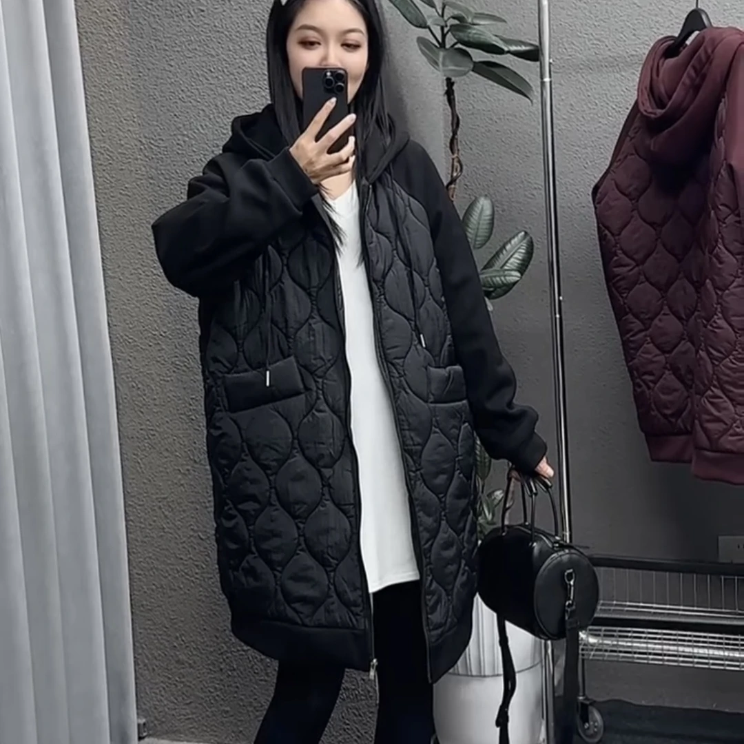 98008冬季新款棉服休闲连帽中长款