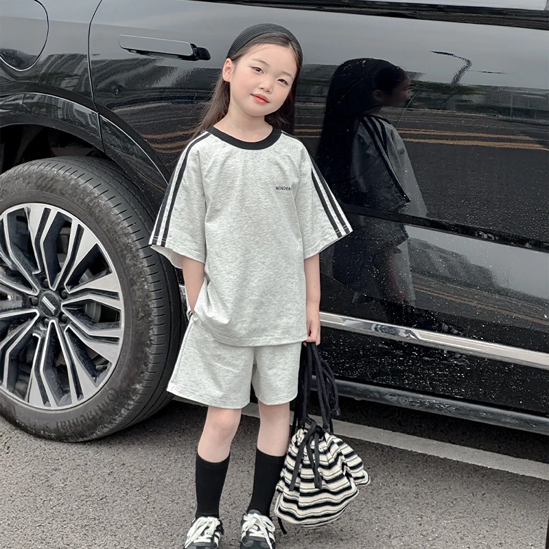 女童短袖套装夏季2025新款韩国ins儿童衣服洋气夏装女孩炸街穿搭9