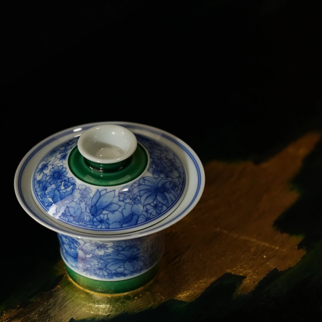 【雲梦】帝王绿万花马蹄盖碗