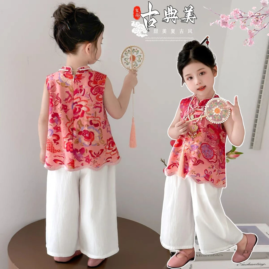 汉服女童国风套装夏季2025新款儿童夏天衣服女宝宝新中式夏装薄款