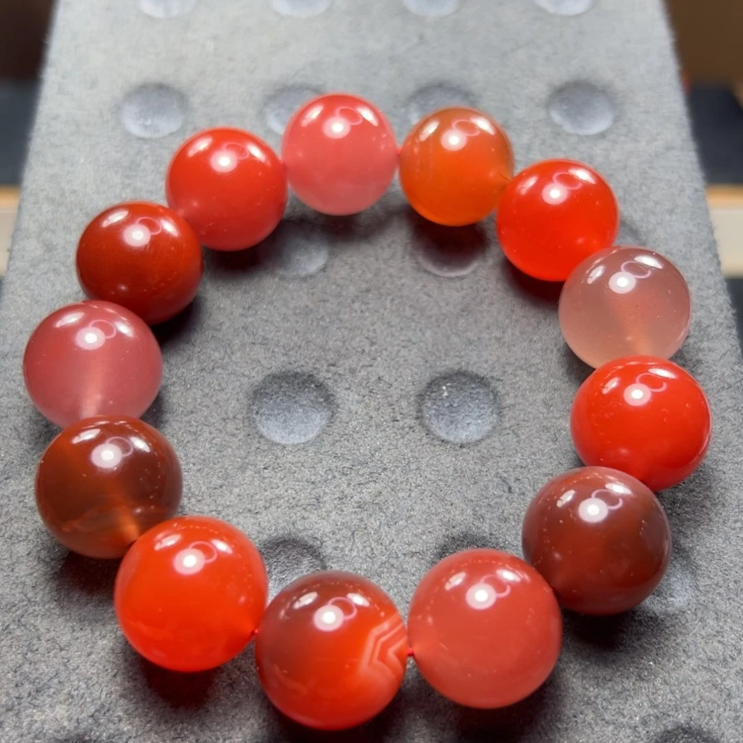 南红玛瑙杨柳各大矿口多宝手串尺寸17m m未镶嵌