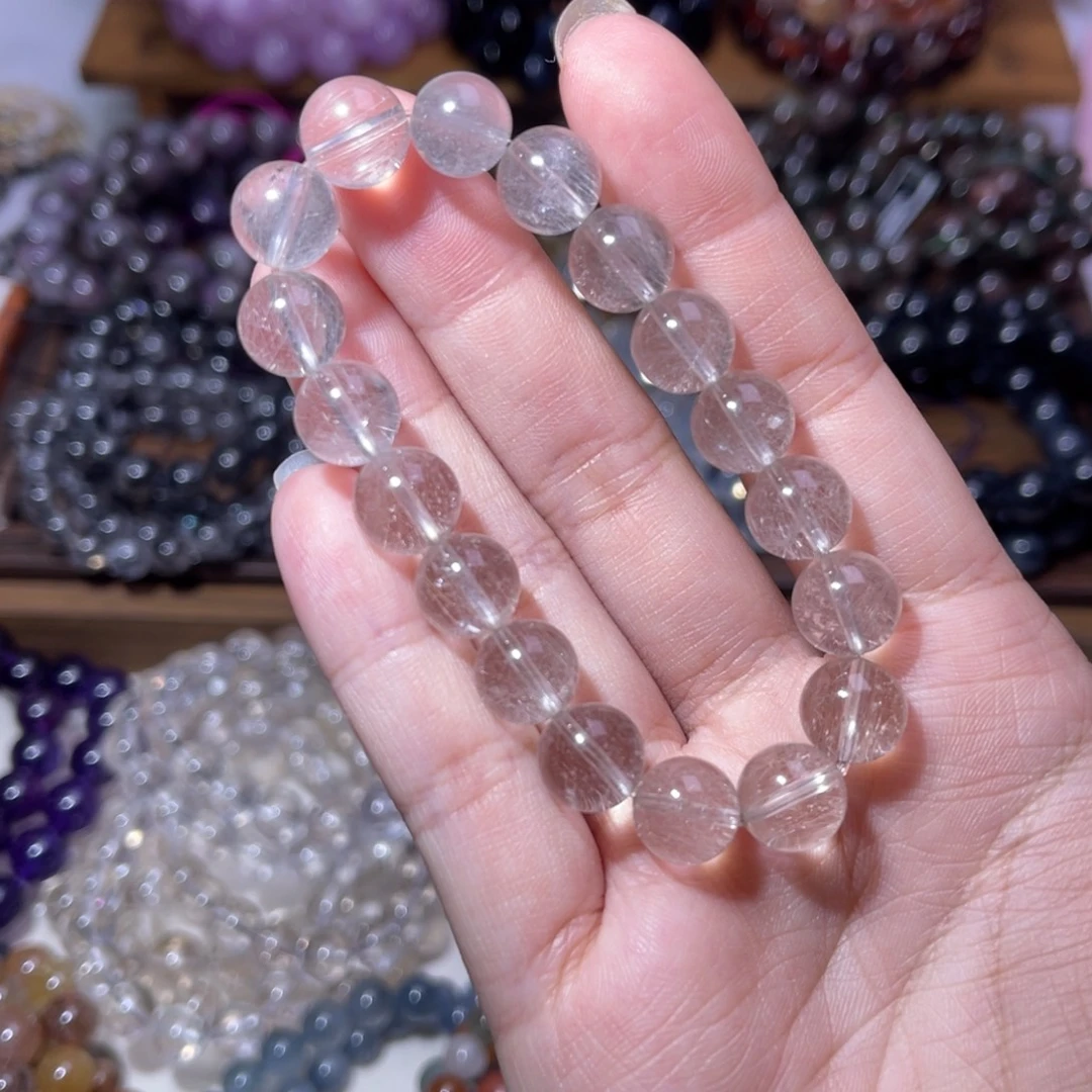 水晶未镶嵌手串拉丝白兔毛