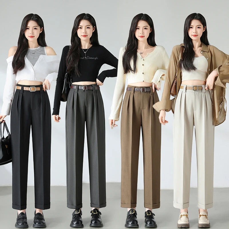 秋季夏季直筒西装裤小个子百搭女2025新款大码垂感显瘦烟管裤9102