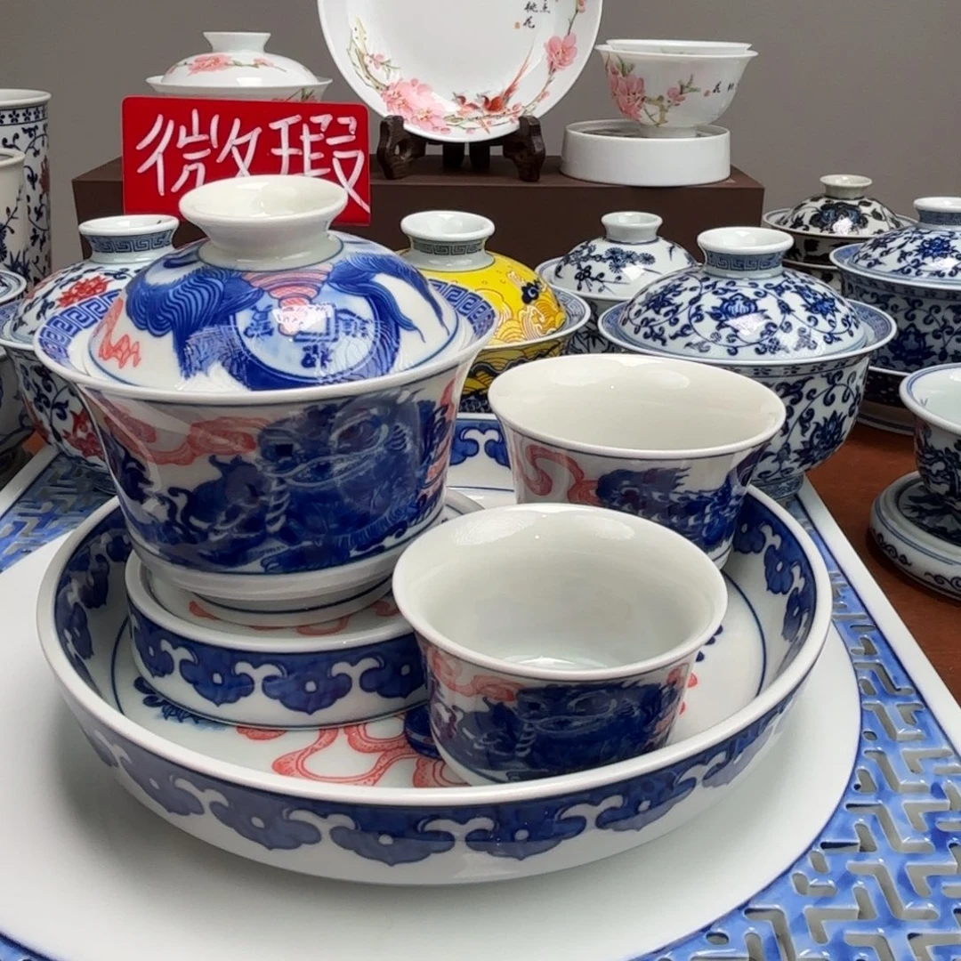 陶摆件微瑕狮子五件套景德镇发货