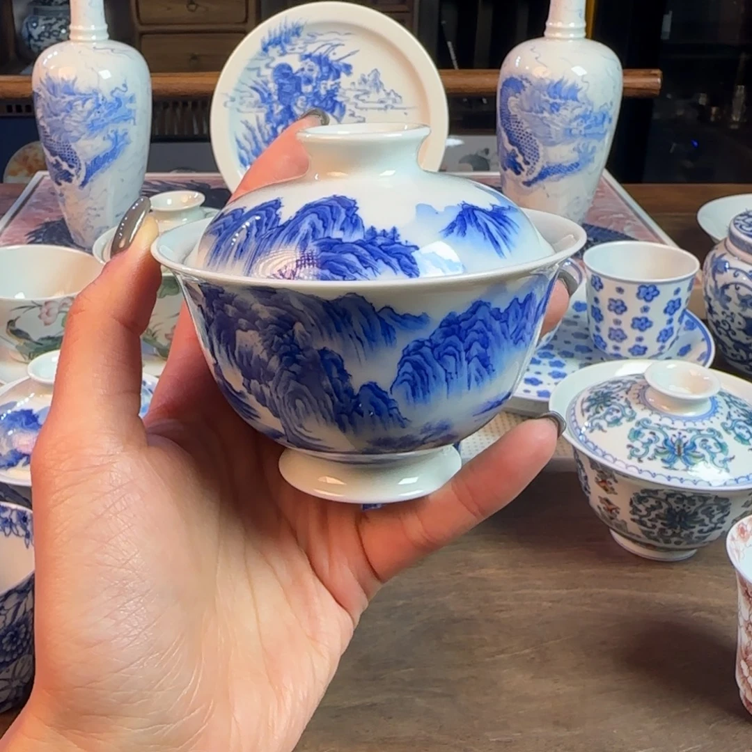 名窑口 山水盖碗福利