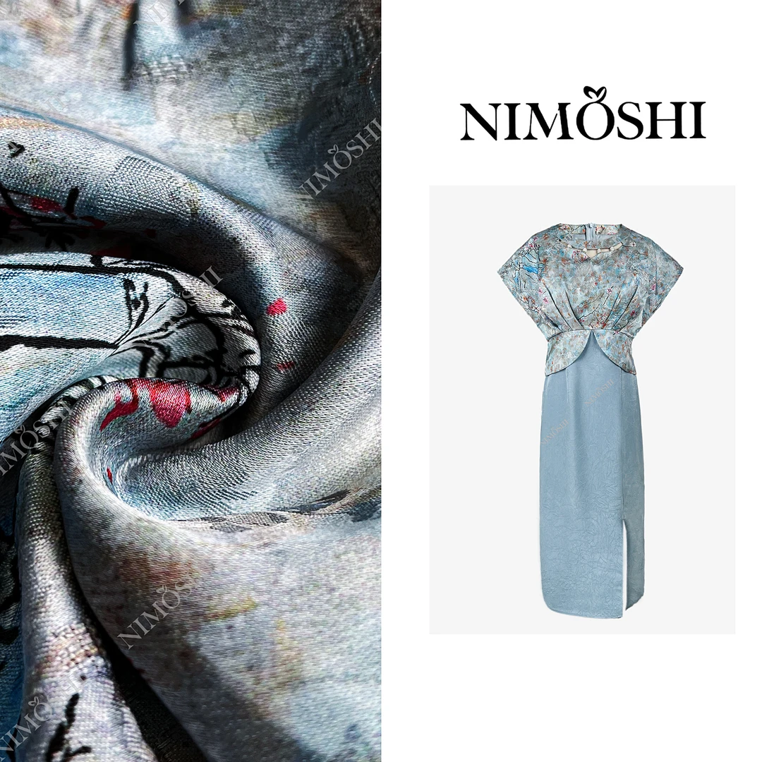 NIMOSHI【倩倩】烟雨江南高奢富贵高腰气质显瘦连衣裙Q2050