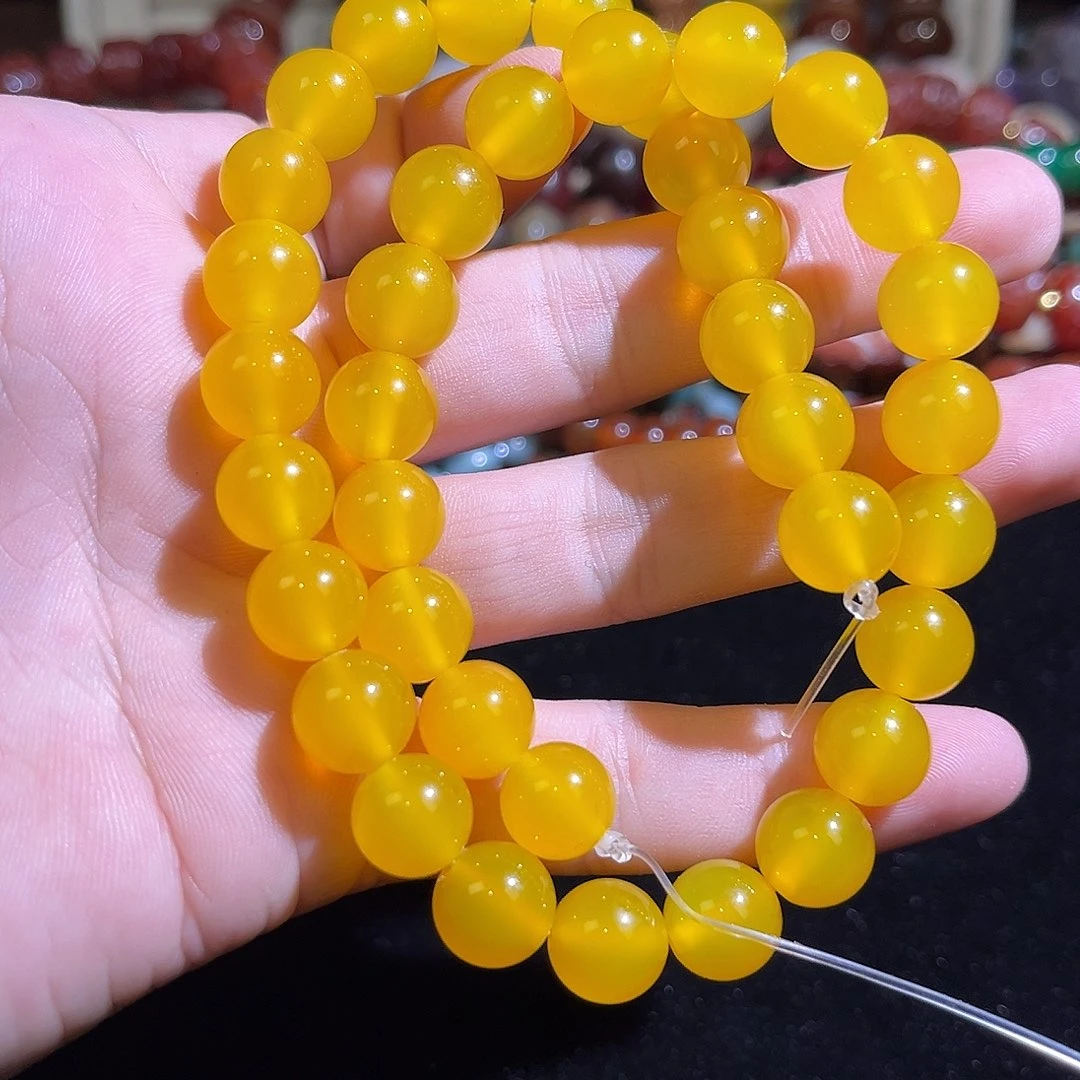 玛瑙/玉髓未镶嵌珠宝半成品鸡油黄玛瑙卡10mm