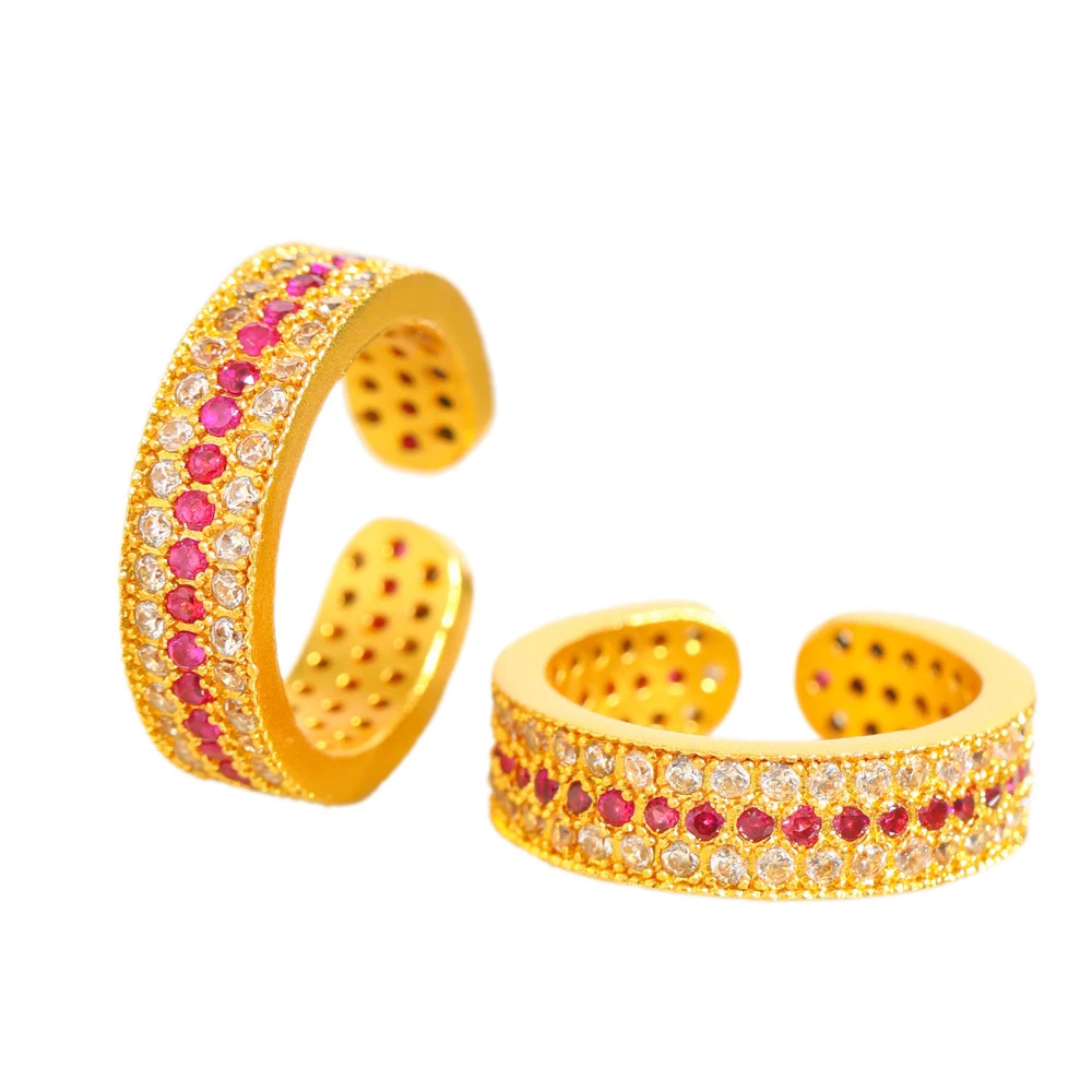 黄铜合成锆石戒指 繁星开口戒指宽版满天星食指戒指环女