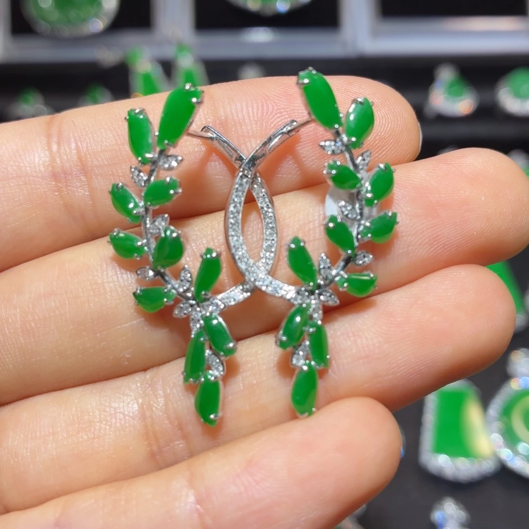 翡翠18K金镶嵌吊坠(不含链)翡翠