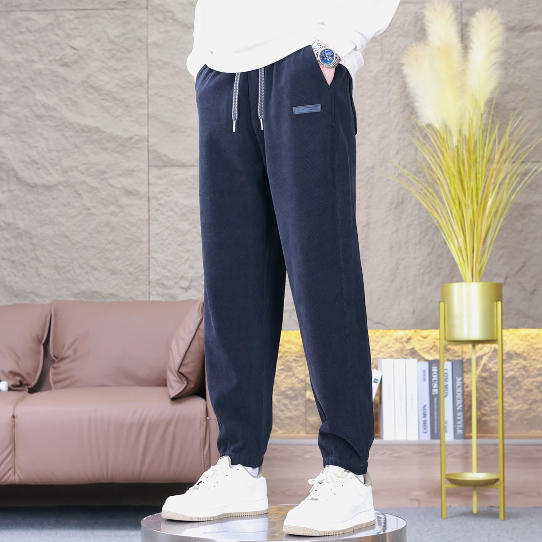春季2025新款休闲裤男士直筒大码运动宽松直筒男裤松紧腰长裤