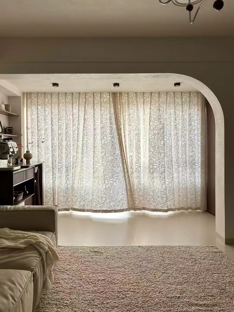 【月枝影】透光不透人提花纱居家氛围感神器阳台客厅卧室隔热防晒纱