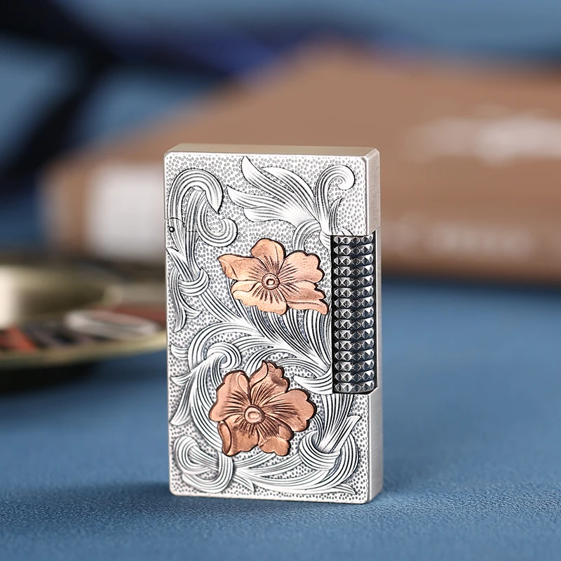 maduro创意浮雕富贵花朗声充气打火机侧滑砂轮设计适合送男士礼物