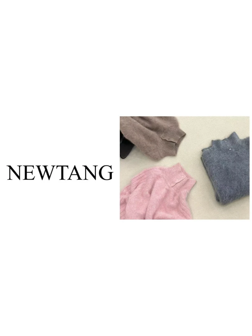 【柔软时光】1191 100%羊毛高领三粒扣毛衣女高级感长袖软糯针织