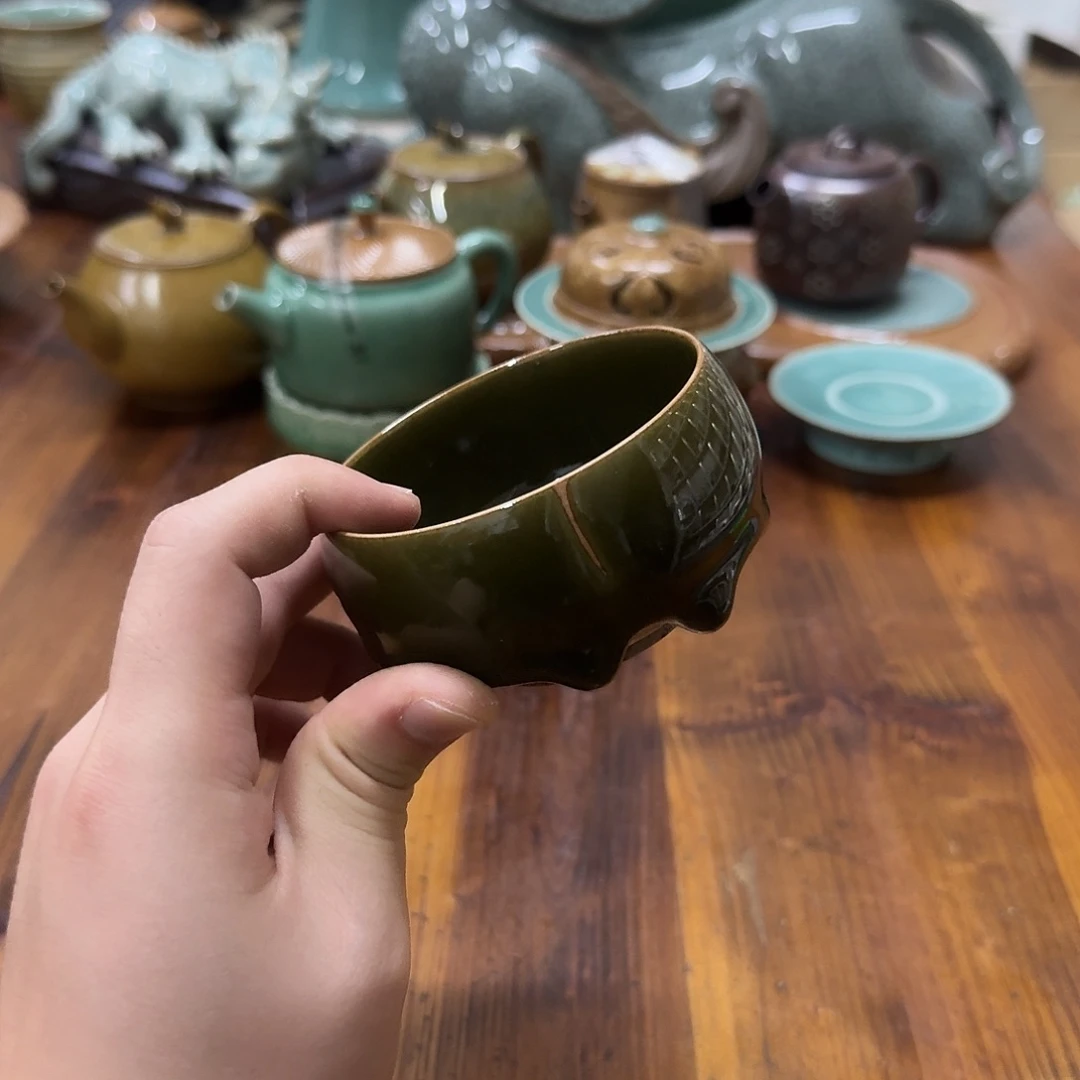 紫***堂小仲青瓷茶器微瑕3757