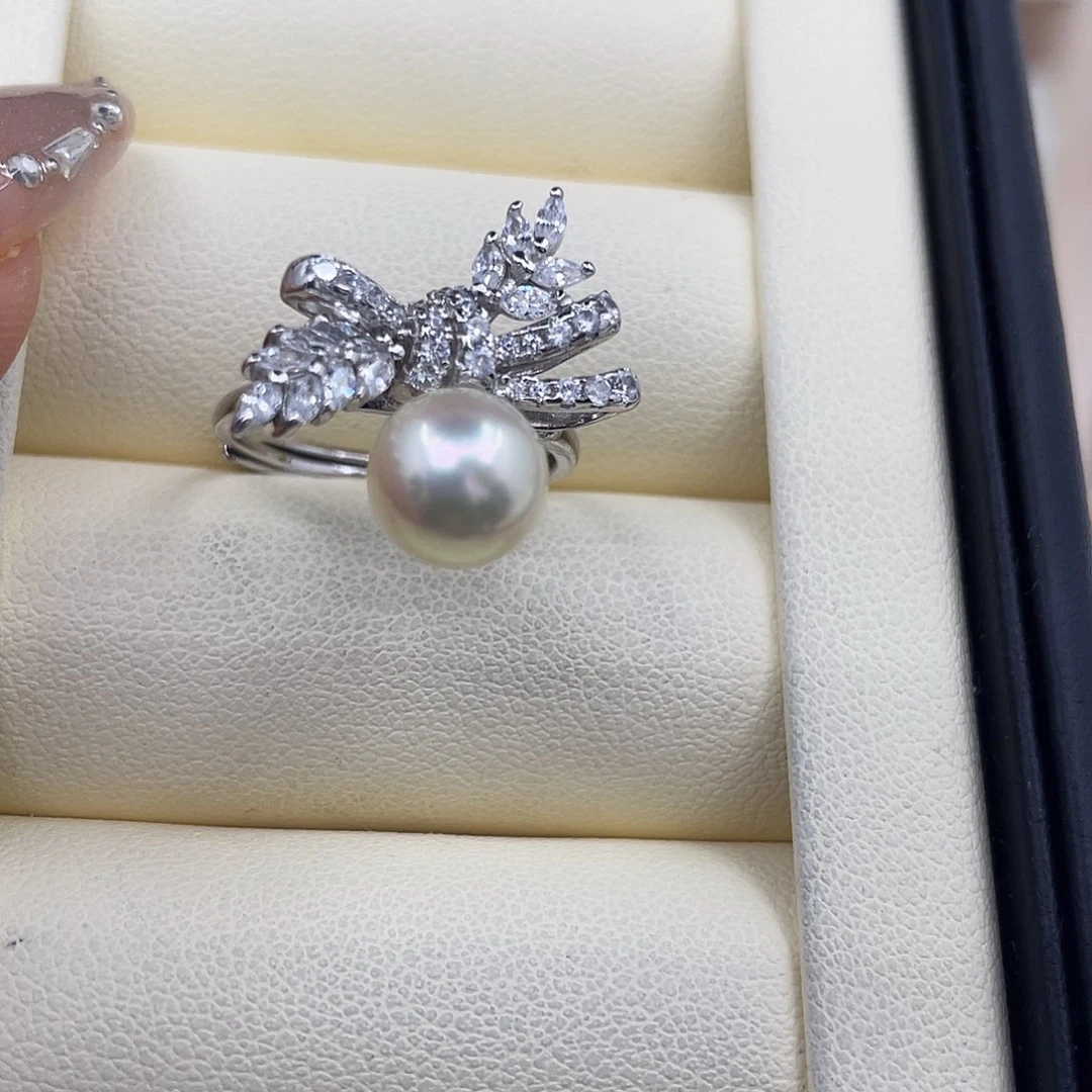 戒指海水珍珠银S925镶嵌