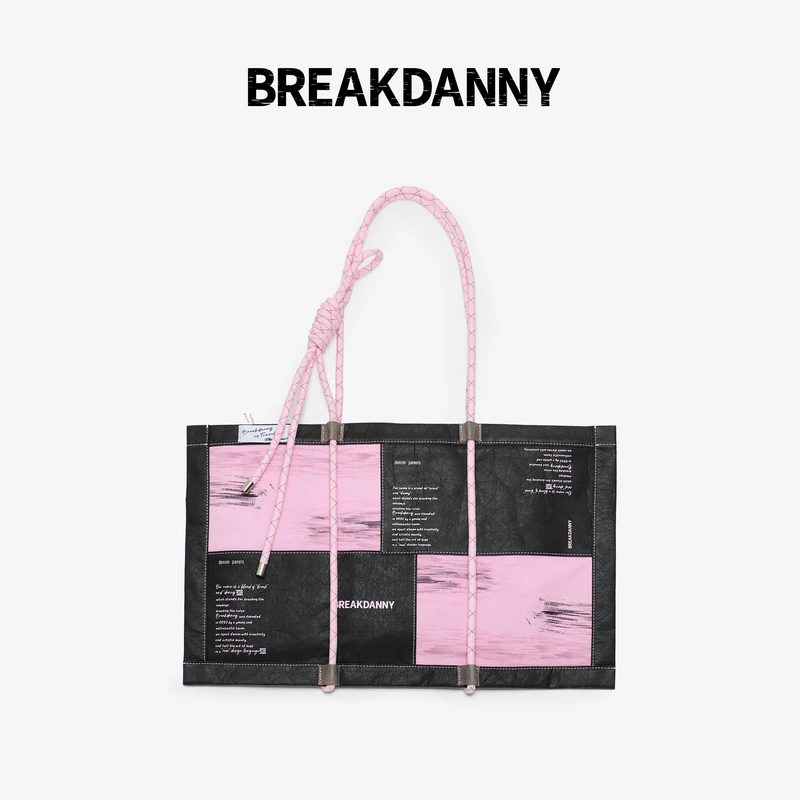 BREAKDANNY牛仔拼接杜邦纸手提袋 单肩包拼色