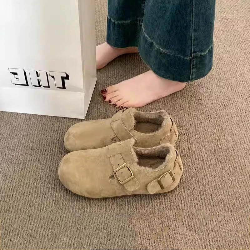 【PVKB&专柜女鞋】秋冬新款一脚蹬毛毛鞋冬季加绒豆豆鞋保暖女鞋子
