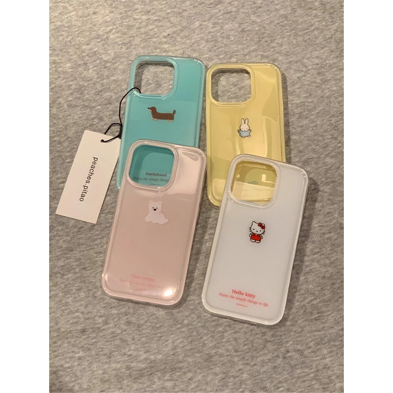 日韩糖果色凯蒂猫米菲兔适用苹果16Promax手机壳13保护套1514防摔