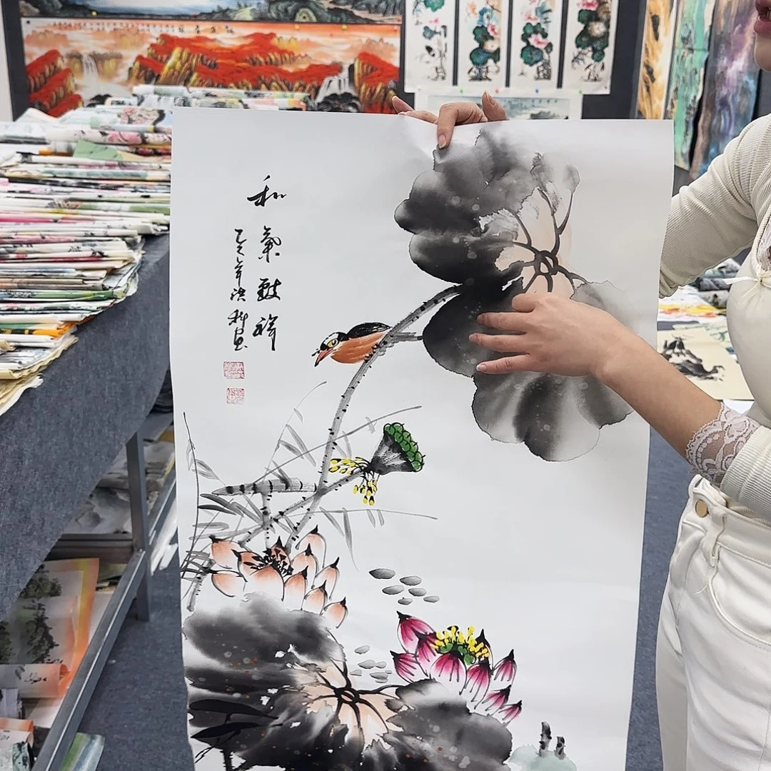 国画作品小姐姐放漏中