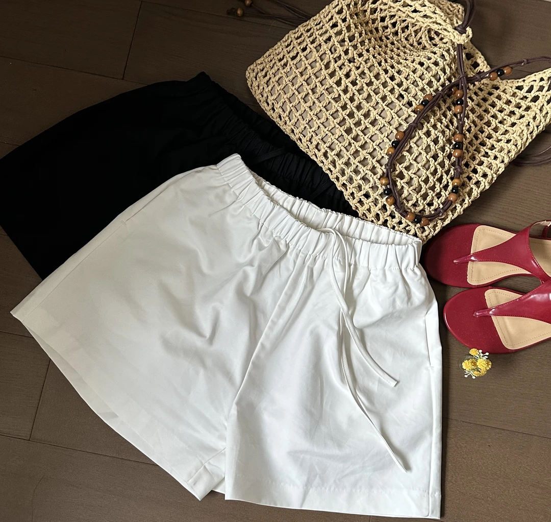 张麦麦推荐韩版ins简约抽绳松紧腰短裤