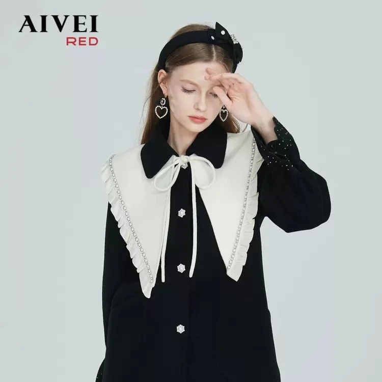 AIVEI艾薇披肩方领连衣裙外套小香风P0660139