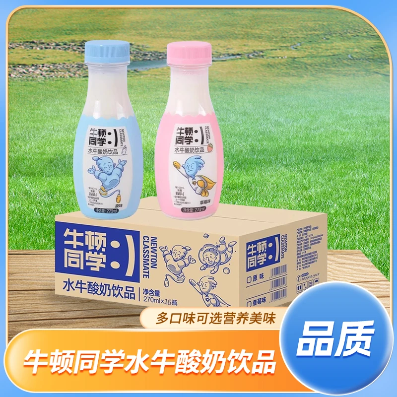 牛顿同学水牛酸奶瓶装270ml营养儿童奶益生菌发酵酸奶原味系列