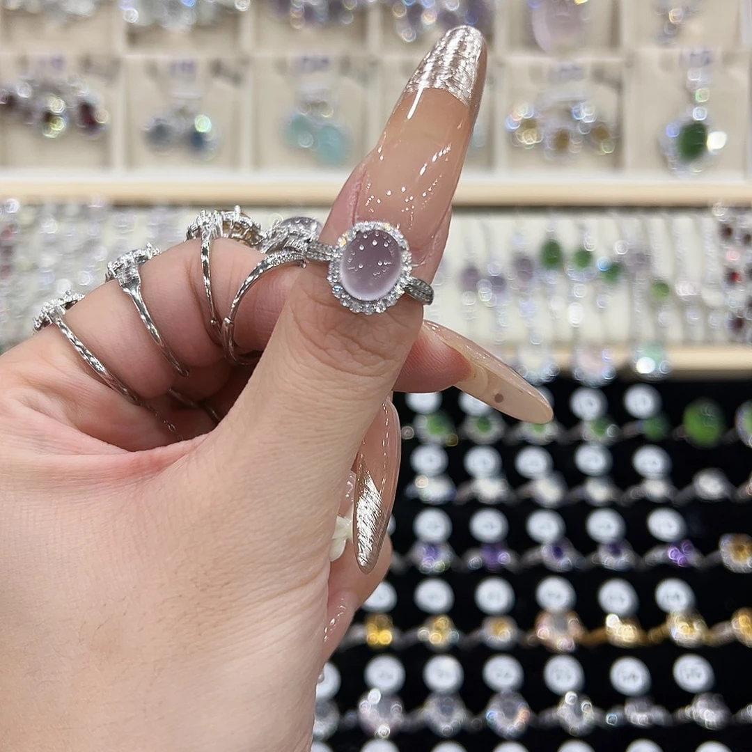 馋****戒指银S925镶嵌萤石