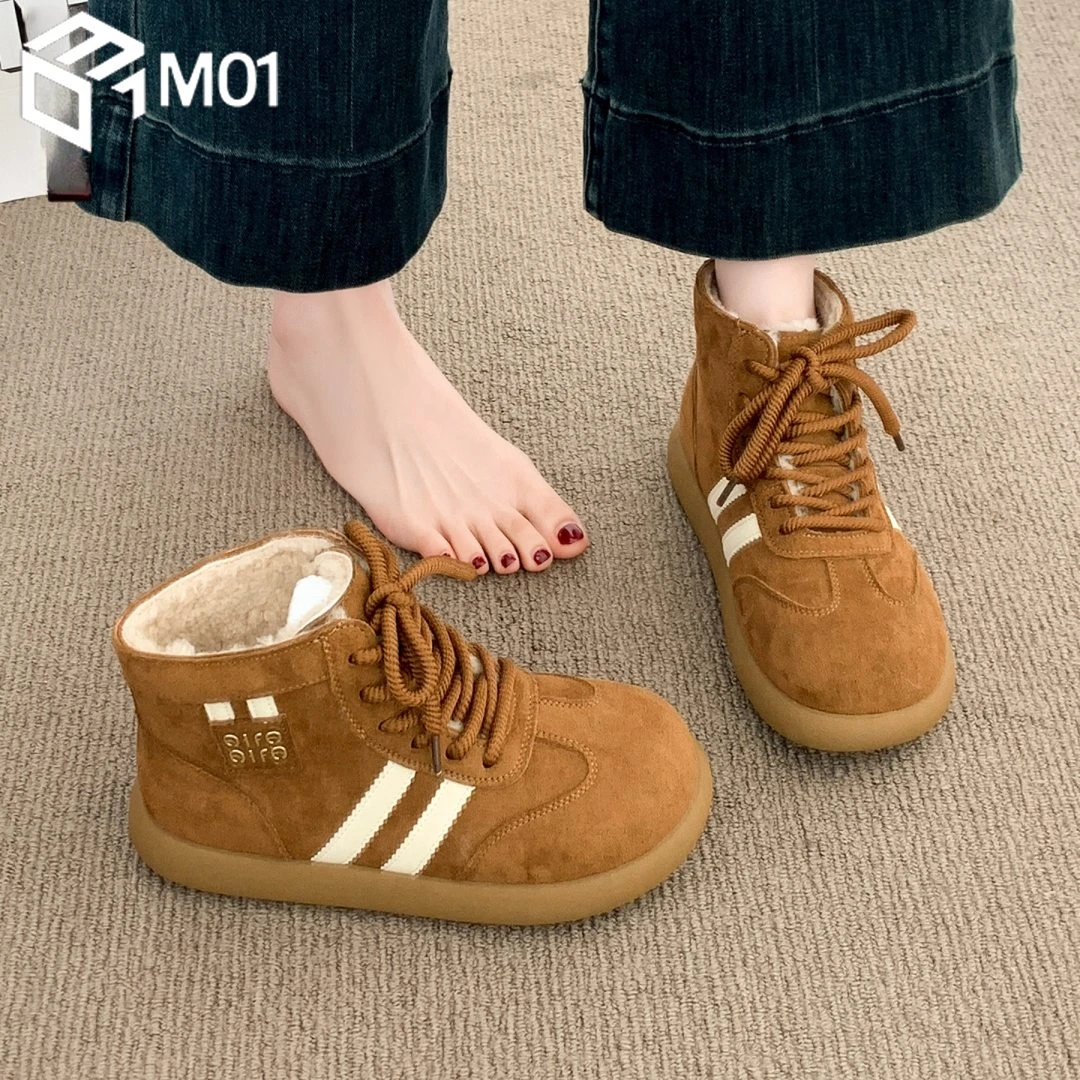 M01厚底加绒加厚雪地靴女款2025秋冬季新款运动休闲保暖高帮棉鞋