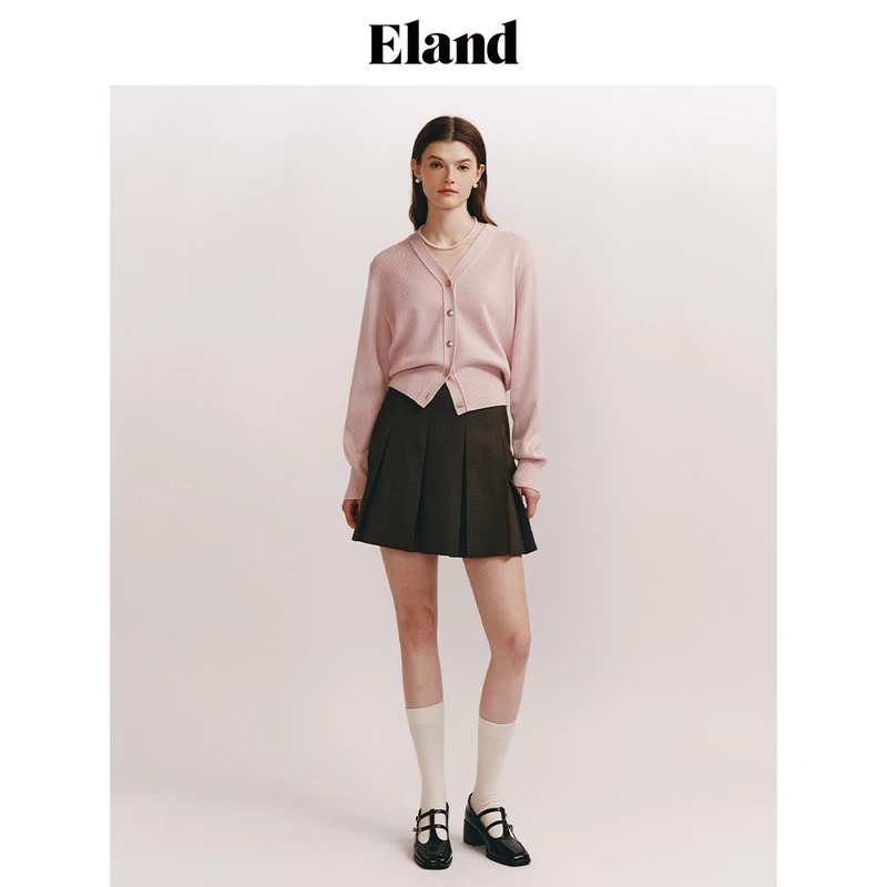 【女装优选WL】Eland衣恋针织开衫美拉德慵懒风休闲毛衣EECKE11Y01