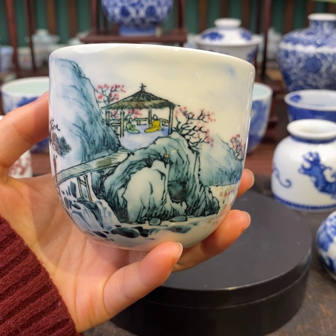 拖****叔古聿不语山水直筒杯