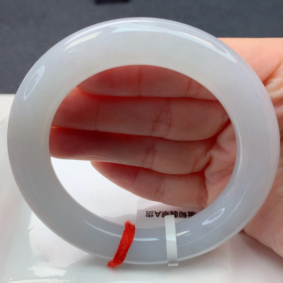 翡翠未镶嵌手镯55-56 冰胶白月光胖圆条