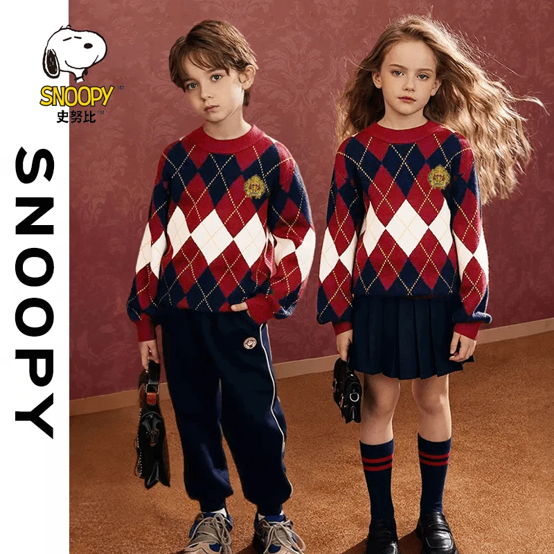 【精选】2025秋冬新款儿童学院风毛衣红色毛衫针织