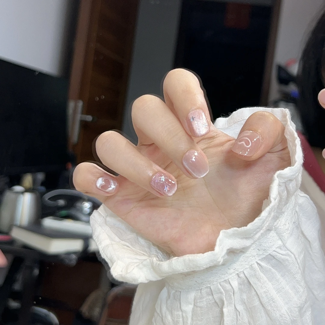【心动爱心】猫眼纯手工穿戴甲美甲贴片可拆卸穿戴式10片装A76