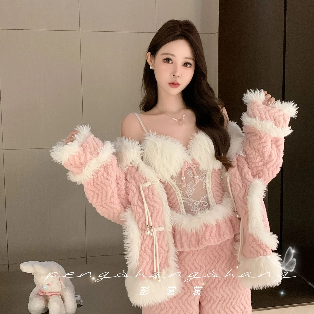 彭裳裳【山樱漫舞】冬装上新女士保暖套装舒适百搭睡衣居家服可外穿