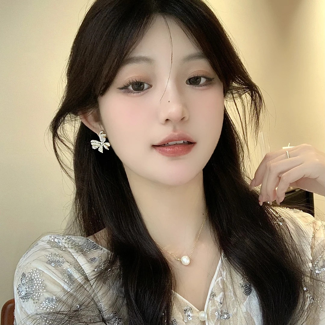 FULL GIRLISH耳环01352超仙蝴蝶耳钉珠珠耳饰