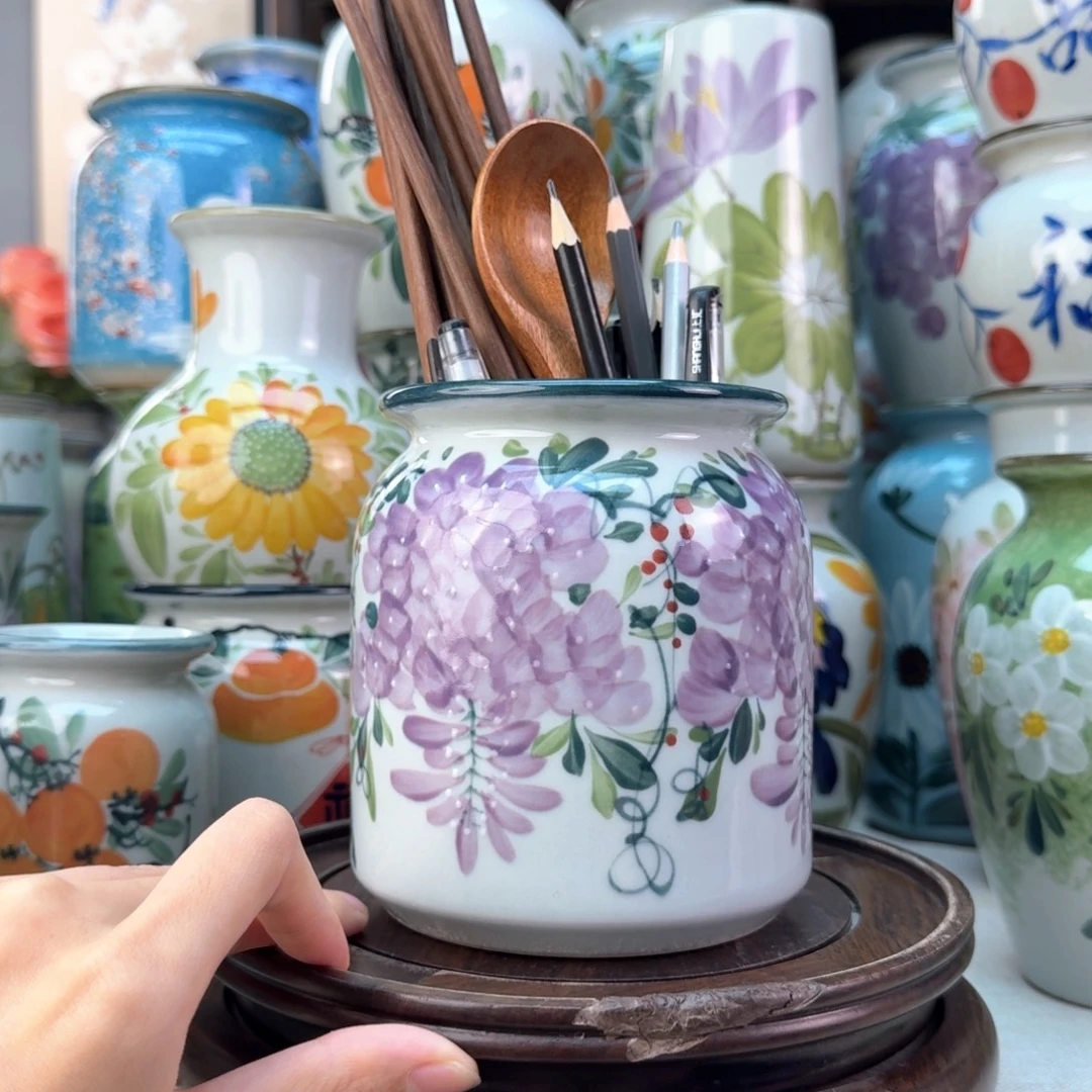 景德镇陶瓷手绘花瓶无孔