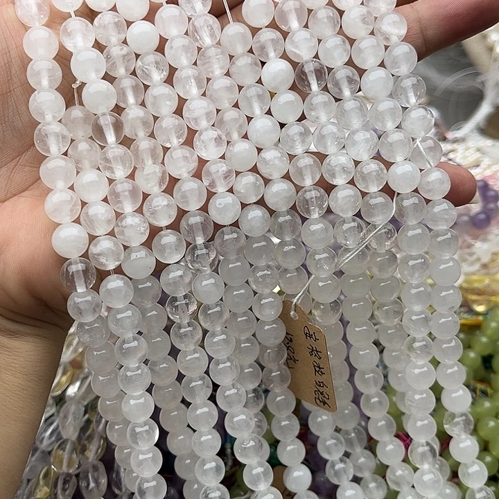 未镶嵌玛瑙/玉髓珠宝半成品一条8mm安哥拉白水晶