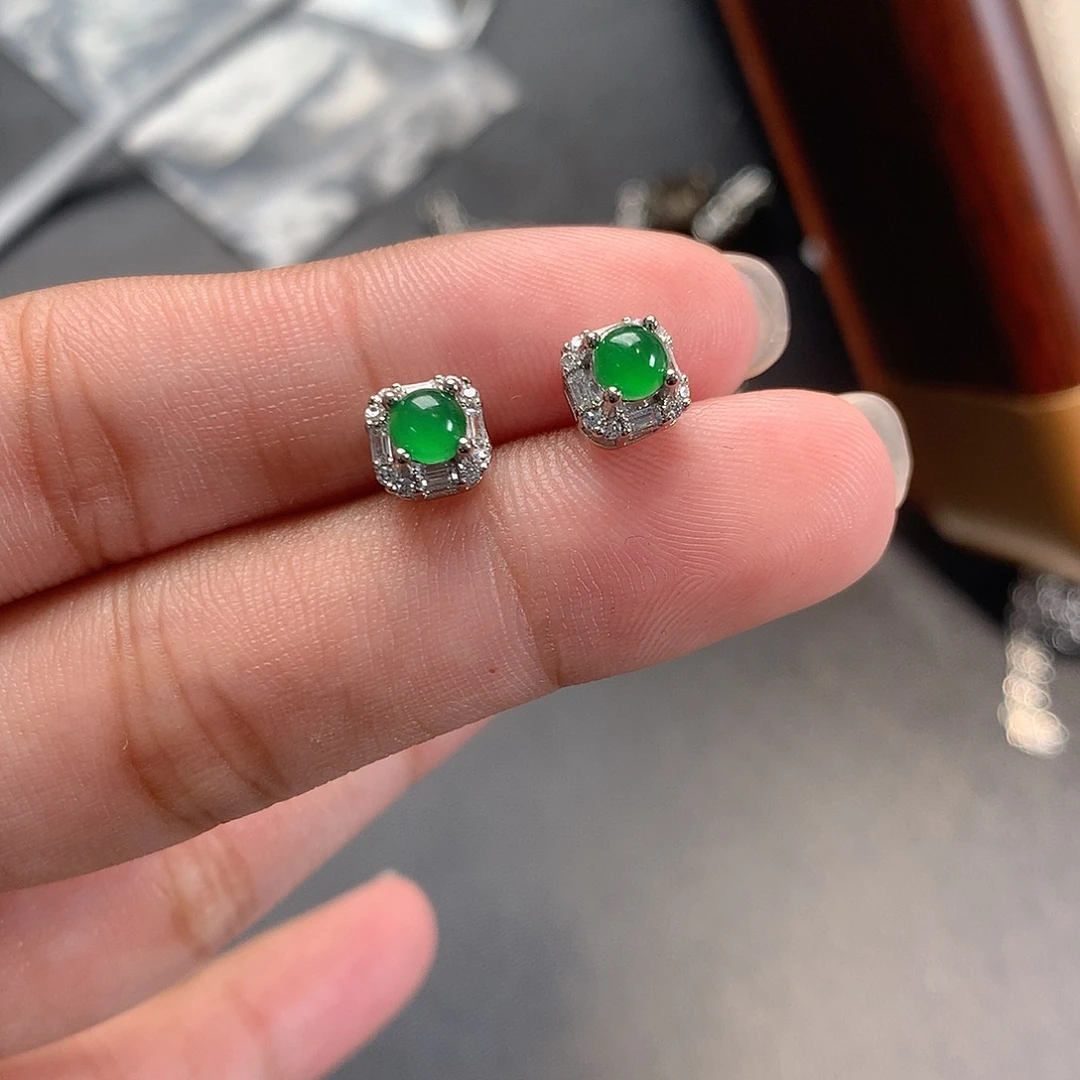 翡翠未镶嵌耳饰耳钉