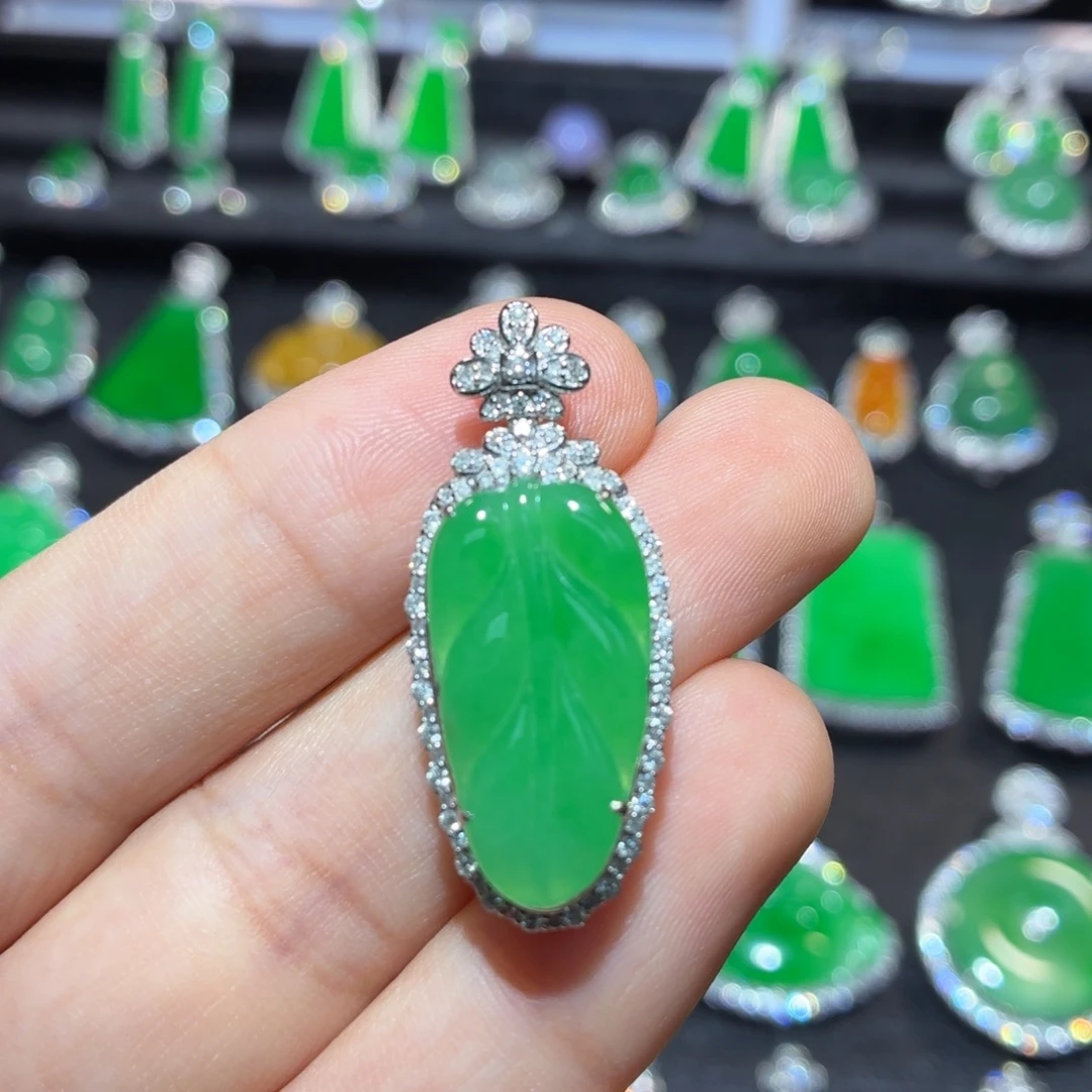 翡翠18K金镶嵌吊坠(不含链)翡翠