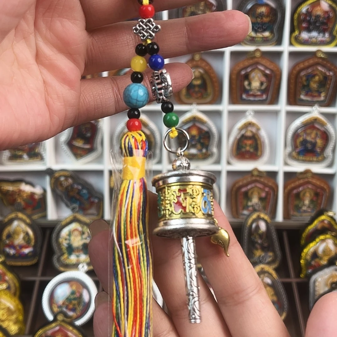 泥塑精致转经筒车挂