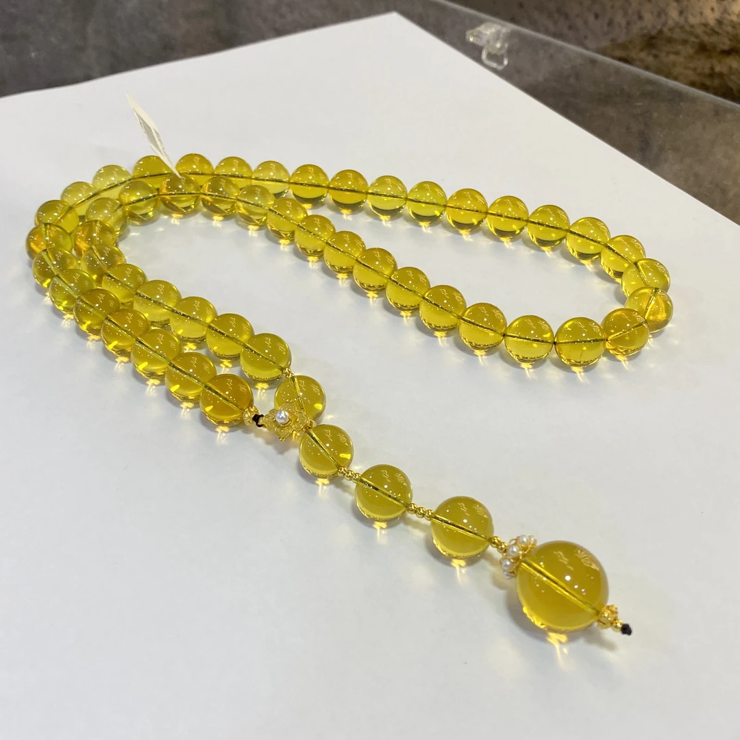 【熊总夫妇】高净水缅甸金蓝珀百搭项链-约11*15mm