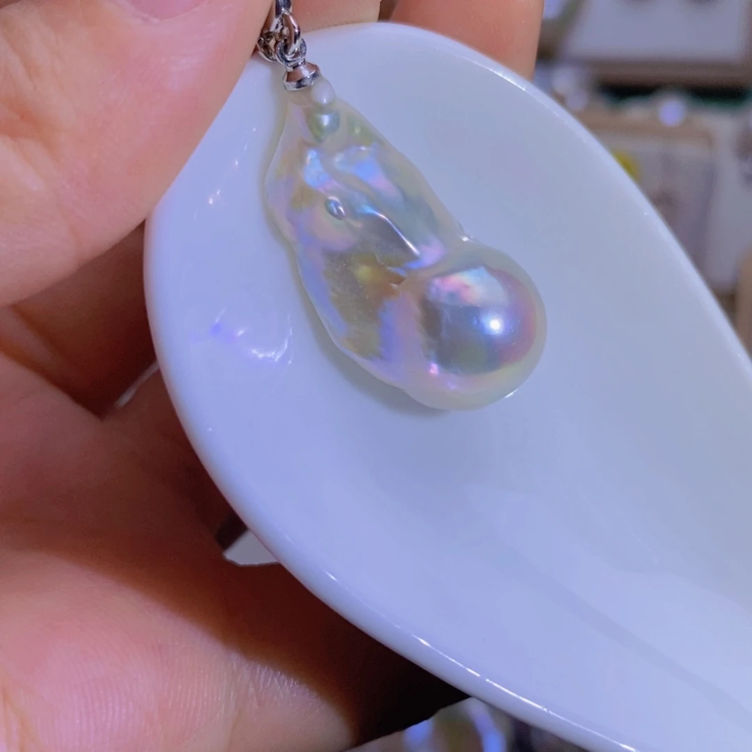 银S925镶嵌淡水珍珠天然淡水珍珠