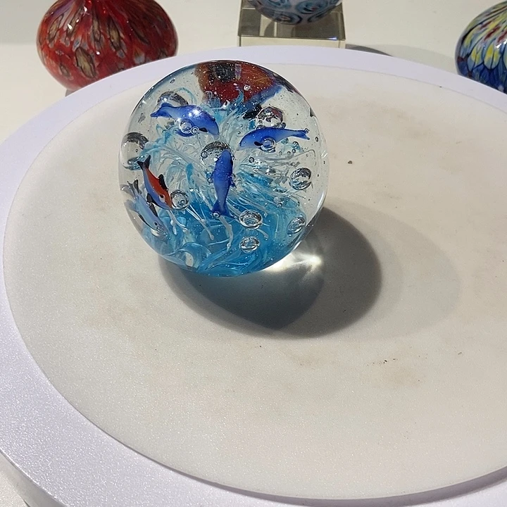 琉璃纯手工海豚摆件