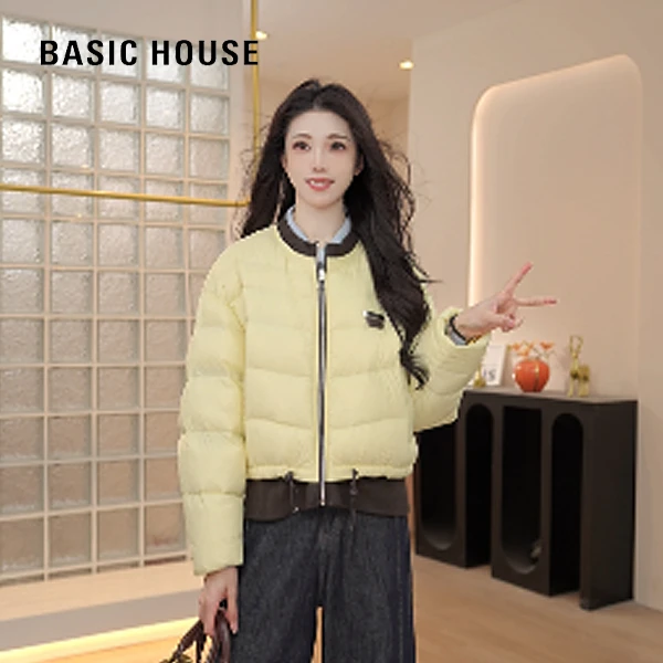 Basic House/百家好秋冬轻薄时尚休闲百搭轻奢长袖短款羽绒服真真